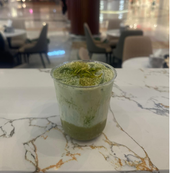 Matcha pistachio latte